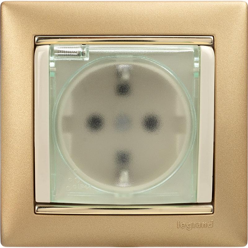 Valena Сл. кость Розетка 1-ая с/з с крышкой и защитными шторками IP44 (к простой рамке) — миниатюра 7