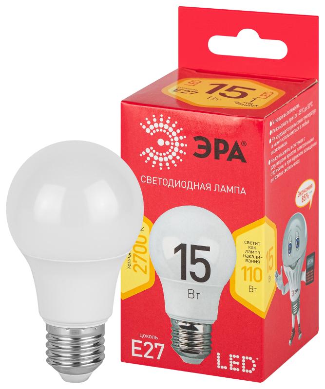 Лампа светодиодная ЭКО LED A60-15W-827-E27 R (диод, груша, 15Вт, тепл, E27) | Б0046355 | ЭРА — ЭРА (Энергия света)