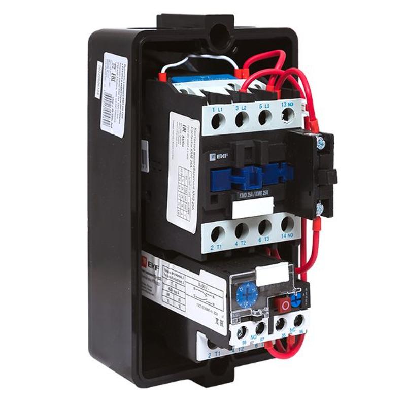Пускатель в корпусе IP65 КМЭ 25А 230В с РТЭ и индикатором EKF PROxima | ctrp-r-25-230v-led | EKF — миниатюра 24
