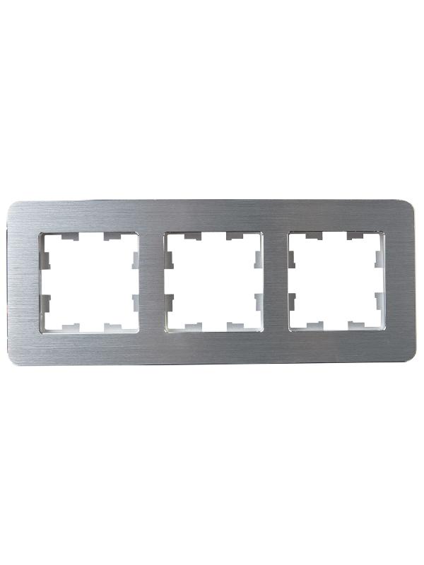 BRITE Рамка 3-ая РУ-3-1-Бр металл алюминий RE AL | BR-M32-M-21-K47 | IEK — миниатюра 2