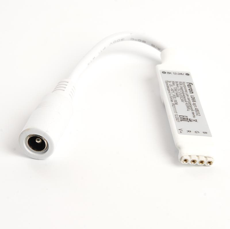 Контроллер RGB min для светодиодной ленты с П/У белый, 12-24V, LD66 | 48032 | FERON — миниатюра 2