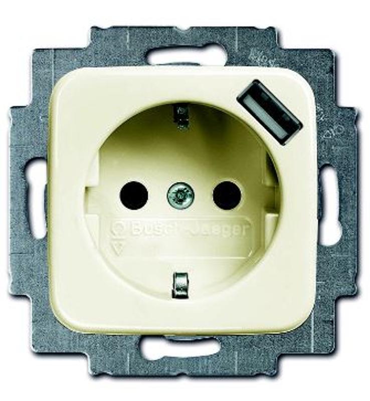 Розетка Schuko с устройством зарядным USB, 20 EUCBUSB-212-500, Busch-Duro слоновая кость, 16А, 700 мА | 2011-0-6174  | 2CKA002011A6174 | ABB — ABB
