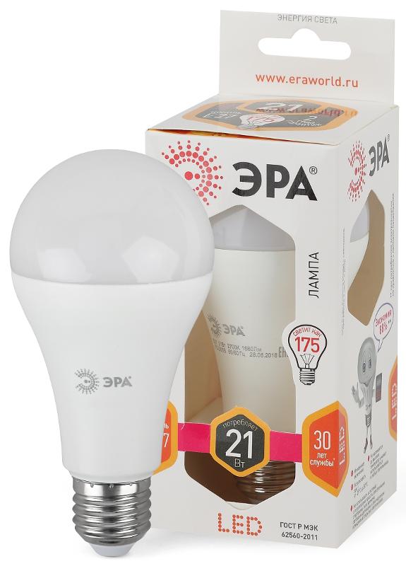 Лампа светодиодная LED 21Вт E27 2700К СТАНДАРТ груша | Б0035331 | ЭРА — миниатюра 1