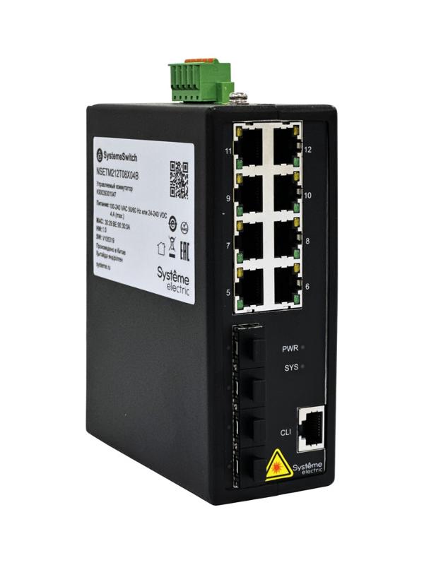 Управляемый промышленный коммутатор Ethernet L2+, 8x10/100/1000BaseT, 4x1000BaseX SFP | NSETM212T08X04B | SE — Systeme Electric