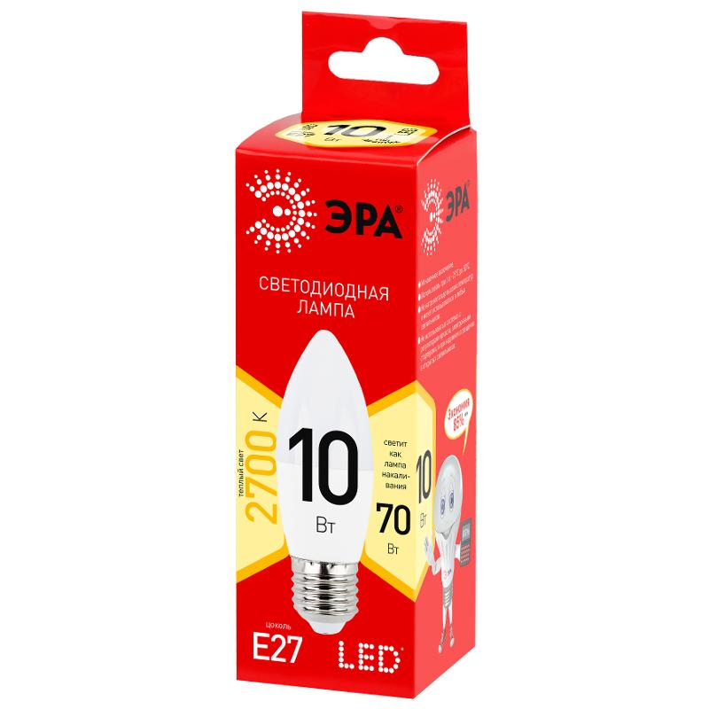 Лампа светодиодная RED LINE LED B35-10W-827-E27 R E27 / Е27 10 Вт свеча теплый белый свет | Б0052377 | ЭРА — миниатюра 2