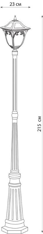 Светильник садово-парковый PL4087 100W 230V E27 230*230*2150MM черное золото (столб 2,15M) | 11493 | FERON — миниатюра 2