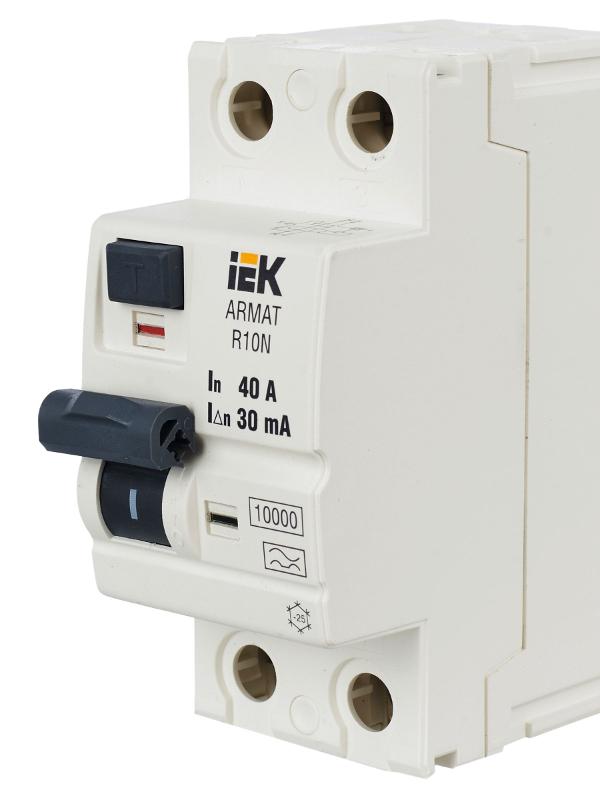 Выключатель дифференциальный (УЗО) R10N 2P 40А 30мА тип A ARMAT | AR-R10N-2-040A030 | IEK — миниатюра 8