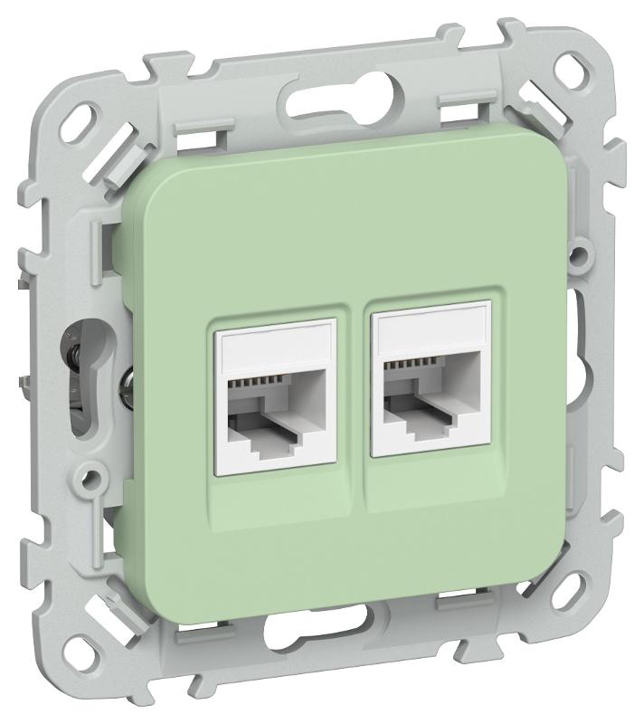 FLITE Розетка 2-ая RJ45/RJ11 кат.5Е/3 UTP РКТ5е/3-2-0-ФлФ фисташковый | FI-KT22-1-K93 | IEK — IEK (ИЭК)
