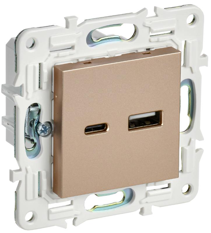 SKANDY Розетка USB A+C 18Вт SK-R13Sa песочный | SK-U22-018-K98 | IEK — IEK (ИЭК)