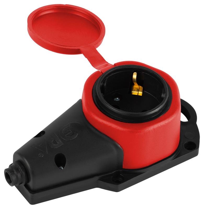 Колодка  KX-1e-RED-IP44 каучуковая с заземлением 1 розетка 16A IP44 красная | Б0068412 | ЭРА — миниатюра 4