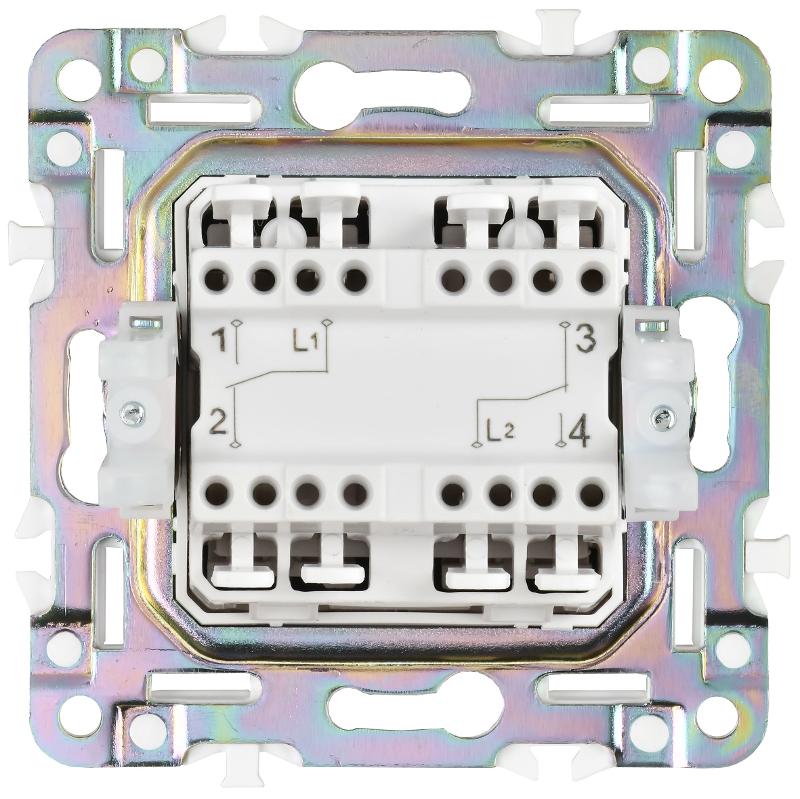 SKANDY Выключатель 2-клавишный проходной 10А SK-V05N никель | SK-V22-0-10-K50 | IEK — миниатюра 3