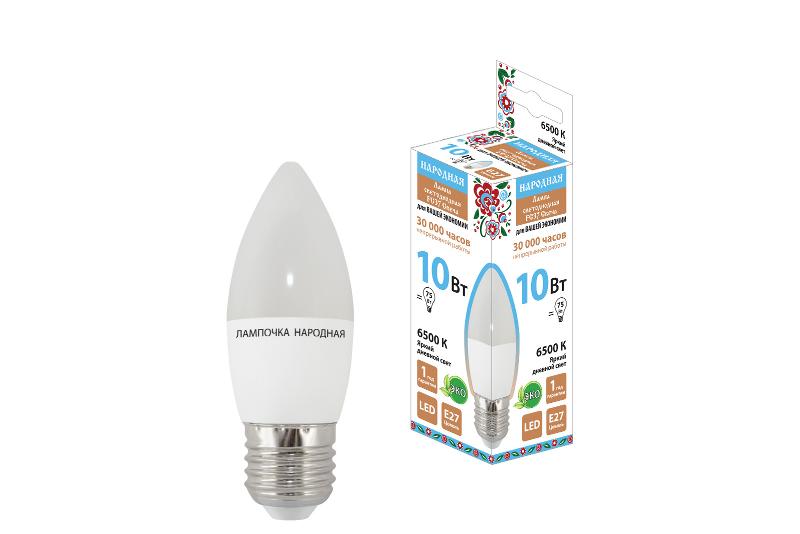 Лампа светодиодная FС37-10 Вт-230 В -6500 К–E27 Народная | SQ0340-1597 | TDM — TDM ELECTRIC