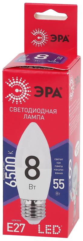 Лампа светодиодная ЭКО LED B35-8W-865-E27 R (диод, свеча, 8Вт, хол, E27) | Б0045342 | ЭРА — миниатюра 2