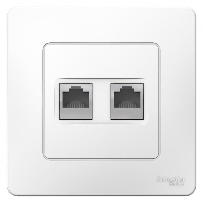 Blanca Белый С/У Розетка 2-ая комп/тлф, RJ45+RJ11 | BLNIS045111 | SE — миниатюра 2
