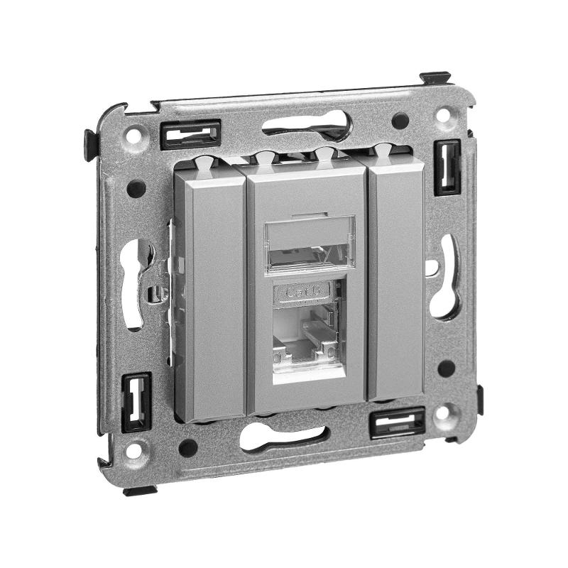 Компьютерная розетка RJ-45 в стену, кат.6 одинарная экранированная,"Avanti","Закаленная сталь" | 4404393 | DKC — миниатюра 5