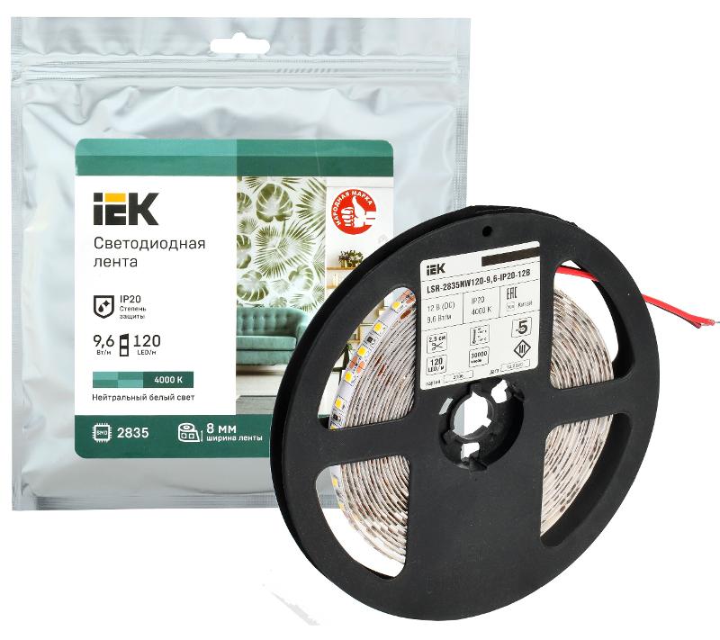 Лента светодиодная 5м LSR-2835NW120-9,6-IP20-12В | LSR1-0-120-20-3-05 | IEK — миниатюра 2