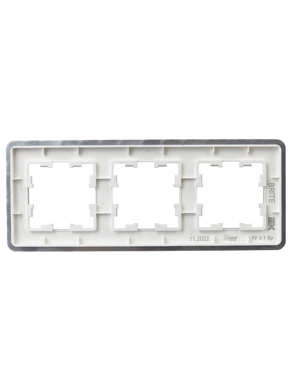 BRITE Рамка 3-ая РУ-3-1-Бр металл алюминий RE | BR-M32-M-01-K47 | IEK — миниатюра 3
