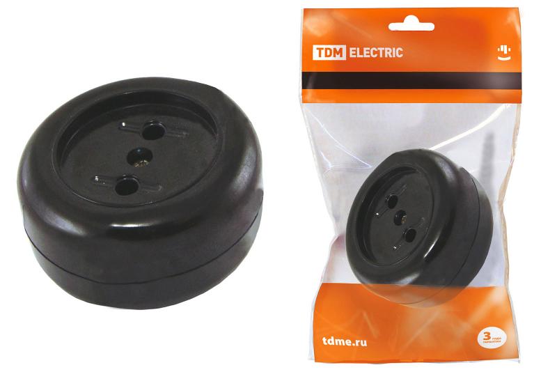 Розетка 2П 16А макс. 250B о/у "Ретро" (карболит) | SQ1806-0102 | TDM — TDM ELECTRIC