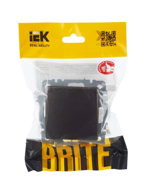 BRITE Розетка с заземлением со шторками с кр. 16А IP20 РСбш10-3-БрТБ темная бронза | BR-R16-16-K45 | IEK — миниатюра 3
