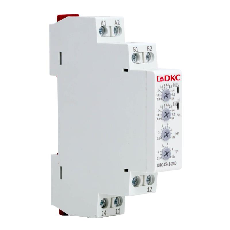 Реле контроля тока, тип DRC, 0.8-8А, конфигурация контакта 1CO, 24-240 AC/DC | DRC-C8-1-240 | DKC — DKC (ДКС)