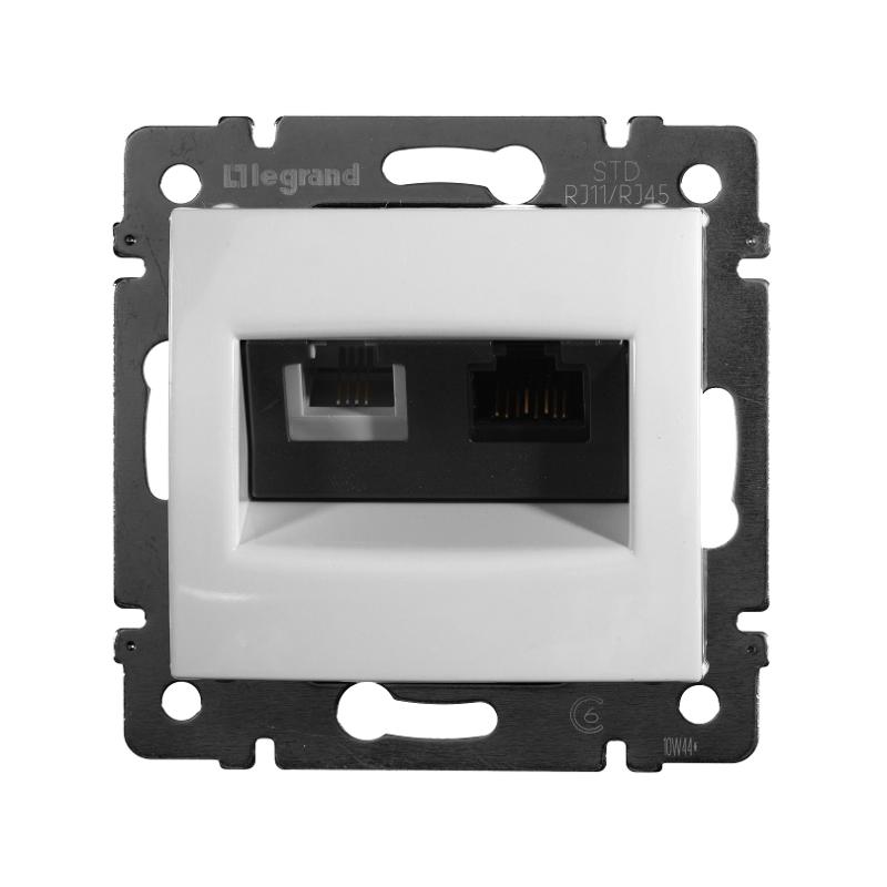 Valena Белый Розетка двойная комп.(RJ45) 1-ая 5 кат UTP + ТЛФ 1-ая (RJ11) — миниатюра 4