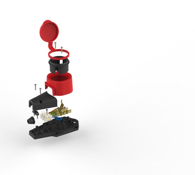 Колодка  KX-1e-RED-IP44 каучуковая с заземлением 1 розетка 16A IP44 красная | Б0068412 | ЭРА — миниатюра 2