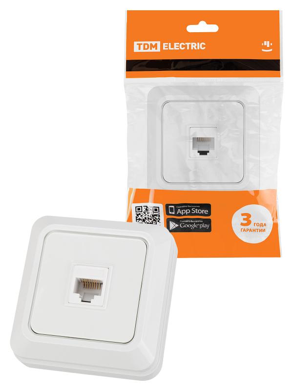 Розетка компьютерная (RJ-45) открытой установки IP20, белая "Ладога" | SQ1801-0114 | TDM — TDM ELECTRIC