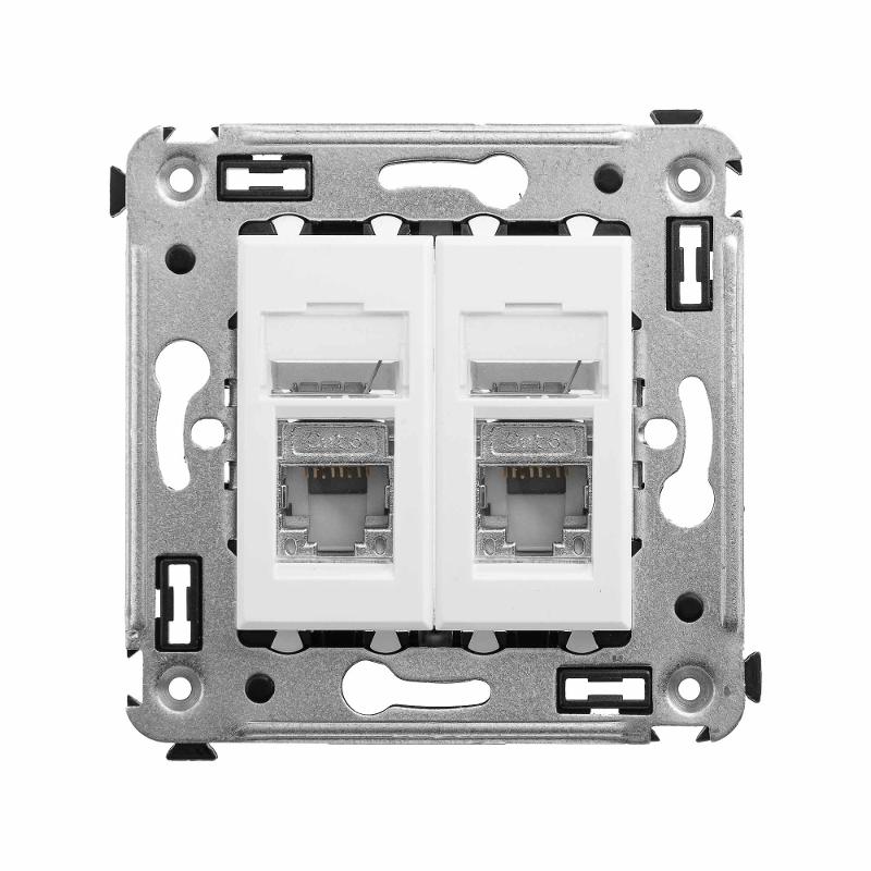 Розетка RJ-45 в стену, кат.6 двойная экранированная, Avanti, "Белое облако" | 4400394 | DKC — DKC (ДКС)