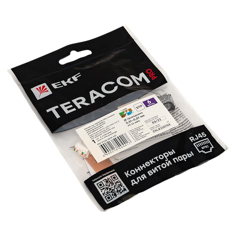 Коннектор TERACOM PRO полевой заделки RJ-45 (8P8C) экранированный STP для кабеля Cat.6 | TRP-PLUG-6STP-FST | EKF — миниатюра 8
