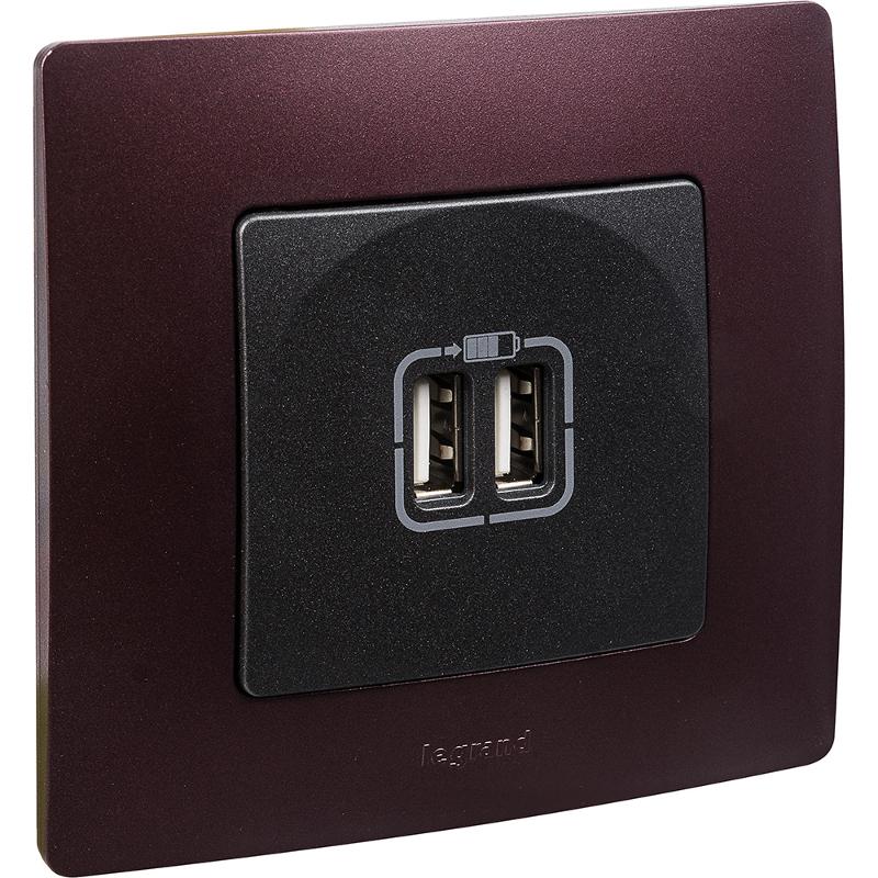 Etika Антрацит Розетка USB 2-ая 240В/5В 2400мА — миниатюра 6