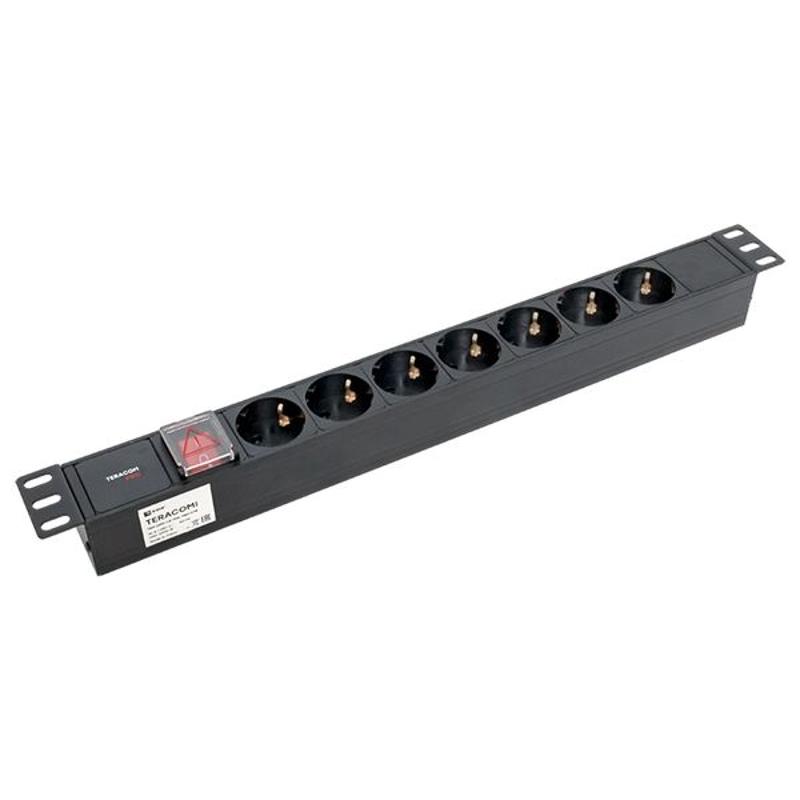 Блок розеток PDU TERACOM PRO 19" 1U 10А/250В 7 розеток Schuko с выключателем разъем C14 | TRP-HPD-LS-10A-7SH-C14 | EKF — миниатюра 16