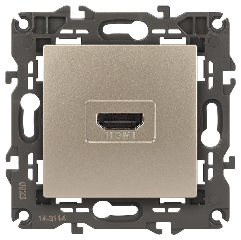 14-3114-04 Розетка HDMI, IP20, Эра Elegance, шампань | Б0034335 | ЭРА — миниатюра 1