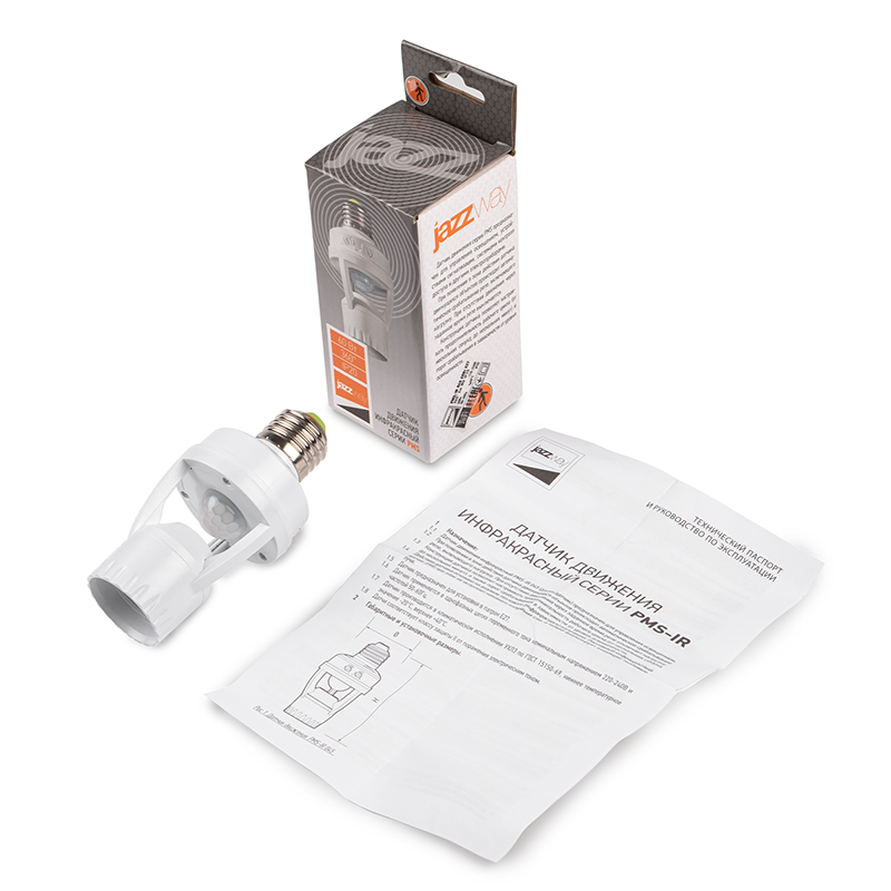 Датчик движения PMS-IR 045 60Вт Е27 360° 6м WH IP20 | .5013018 | Jazzway — миниатюра 6