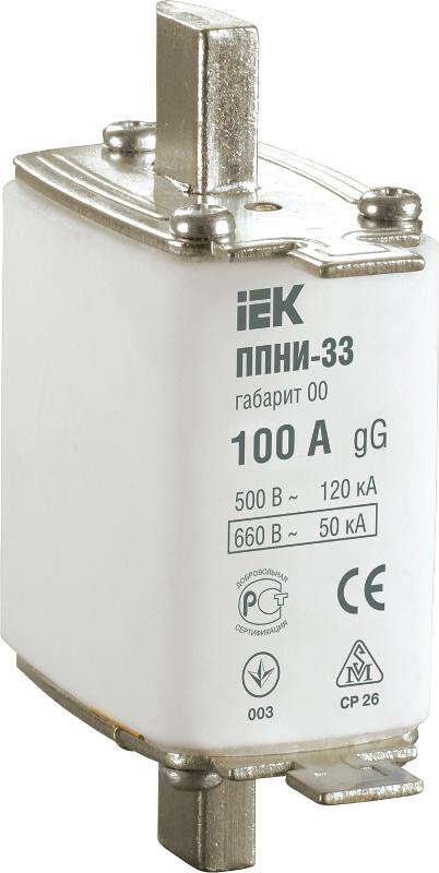 Плавкая вставка предохранителя ППНИ-33, габарит 00, 100А    | DPP10-100 | IEK — IEK (ИЭК)