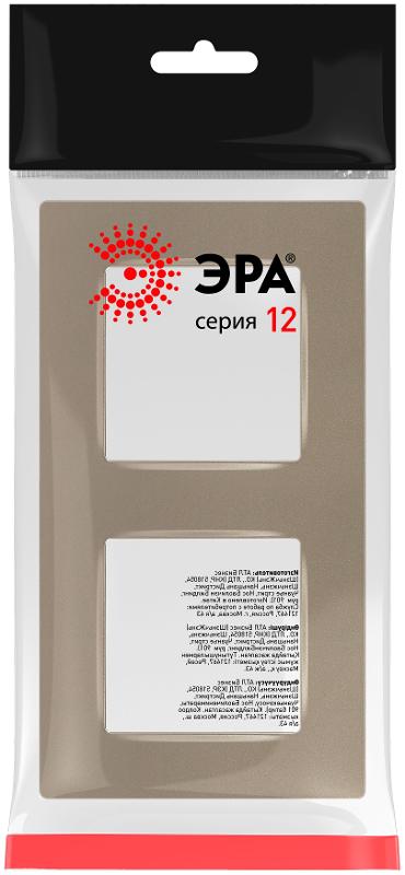 Рамка для розеток и выключателей  Серия 12 12-5202-04 на 2 поста, Классик, шампань | Б0067722 | ЭРА — миниатюра 2
