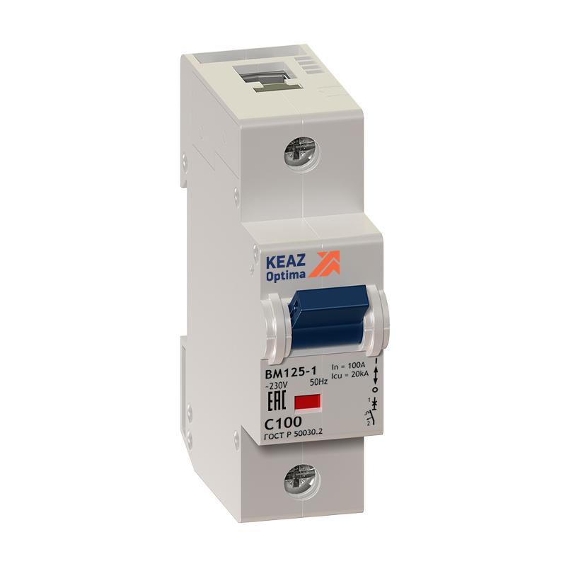 Выключатель автоматический двухполюсный (1п+N) OptiDin BM125 100А C 20кА (BM125-2NC100-8ln-УХЛ3) | 138541 | КЭАЗ — миниатюра 2