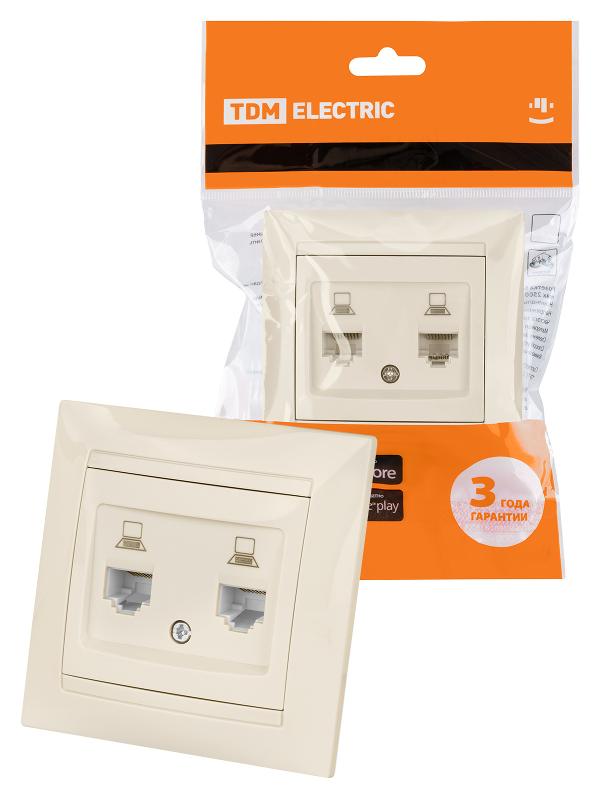 Розетка компьютерная двойная RJ45 сл. кость "Лама" | SQ1815-0155 | TDM — TDM ELECTRIC