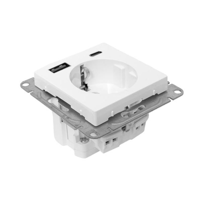 Механизм розетки с USB-A+С - 2шт, 16А, с заземлением, со шторками, алюминий Эпика EKF | UP1-SOA-111-USBA+USBC | EKF — миниатюра 11