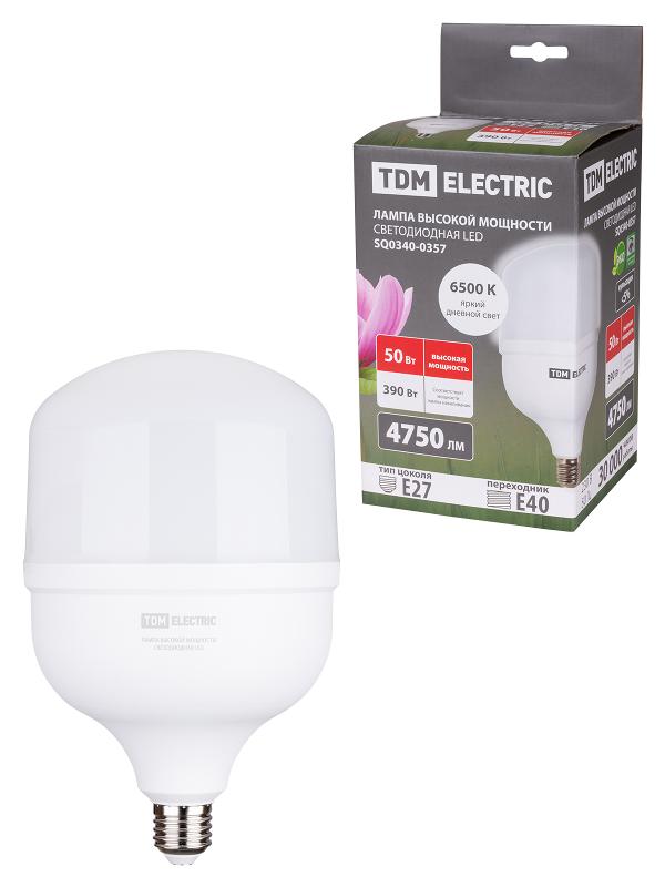 Лампа светодиодная T 50 Вт, 230 В, 6500 К, E27 (140x225 мм) | SQ0340-0357 | TDM — TDM ELECTRIC