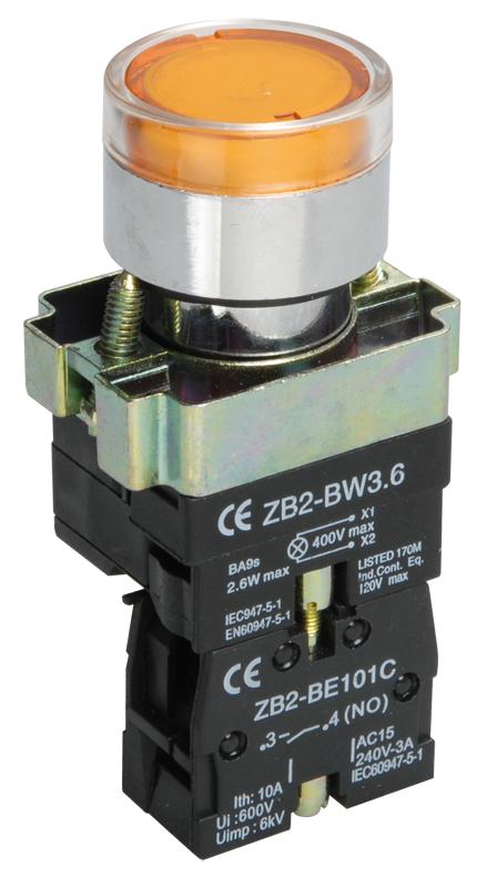 Кнопка управления LAY5-BW3561 с подсветкой желтый 1з  | BBT50-BW-K05 | IEK — IEK (ИЭК)