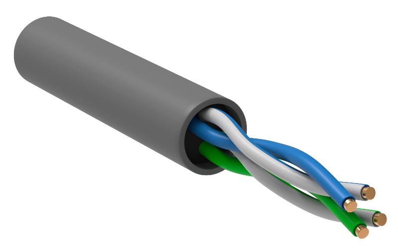 Кабель связи витая пара U/UTP, кат.5E 2х2х24AWG solid, PVC, 500м, серый | LC1-C5E02-111 | ITK — ITK