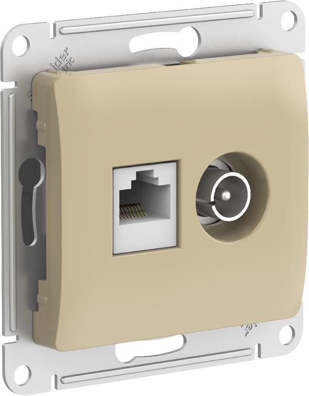 Glossa Титан Розетка 2-ая TV + компьютерная RJ45, кат. 5Е, механизм | GSL000489 | SE — Systeme Electric