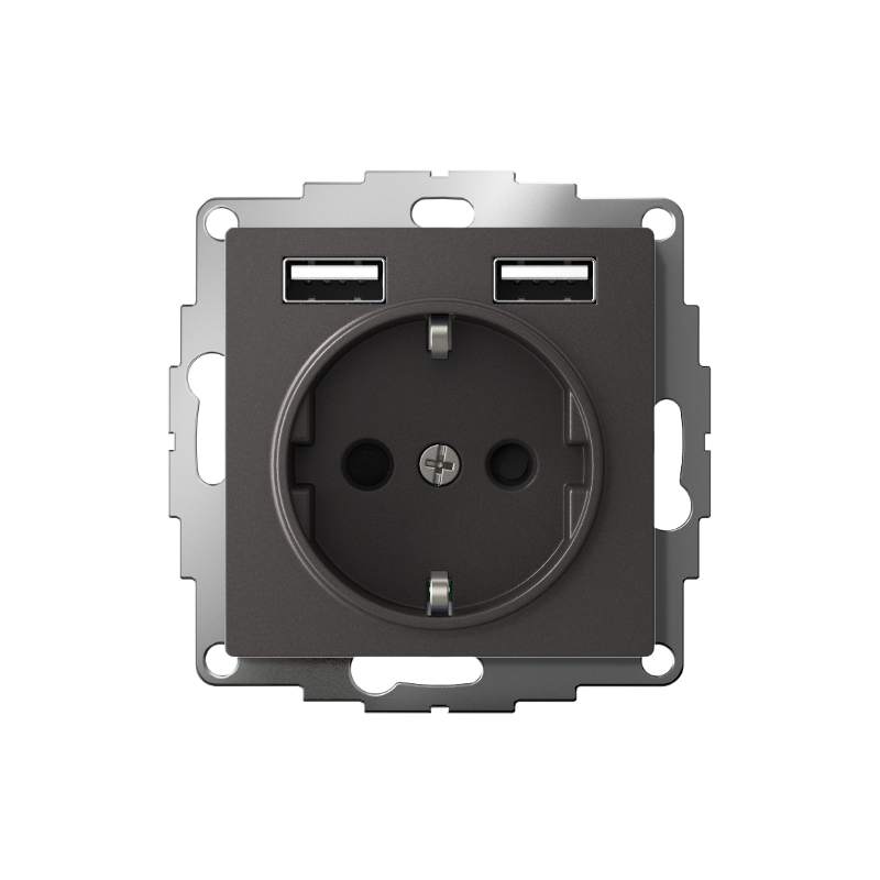 AtlasDesign Базальт Розетка 16А с 2 USB A+A, 5В/2,4А, 2х5В/1,2А, механизм | ATN001430 | SE — миниатюра 2