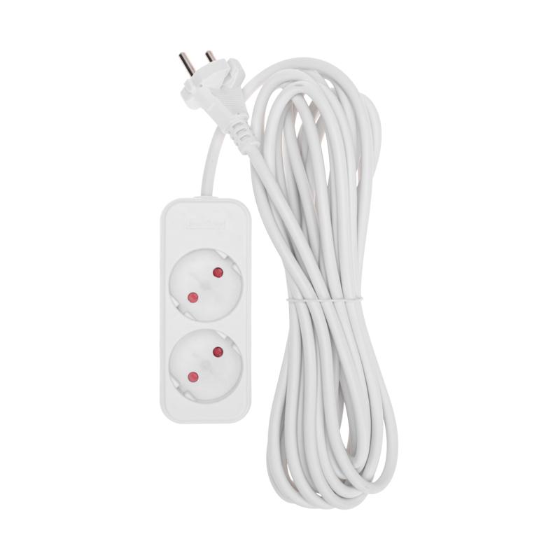 Удлинитель STANDARD 2 гнезда, 5м, 2х1,0мм², б/з, белый | 13-4002 | REXANT — REXANT