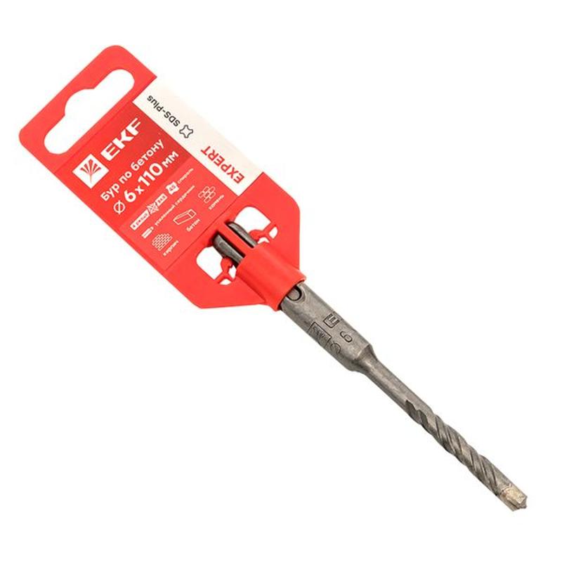 Бур по бетону SDS-plus 6х110 мм (4 резца)(4S спираль)EKF Expert | db-6-110-4x4 | EKF — EKF