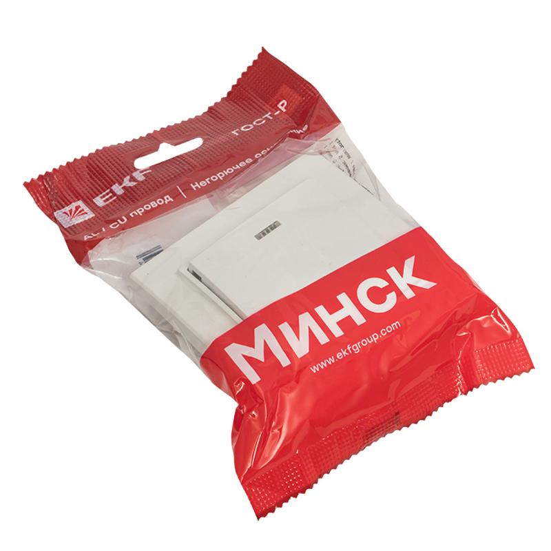 Минск Выключатель 1-клавишный СП с индикатором,10А, белый EKF Basic | ERV10-121-10 | EKF — миниатюра 6