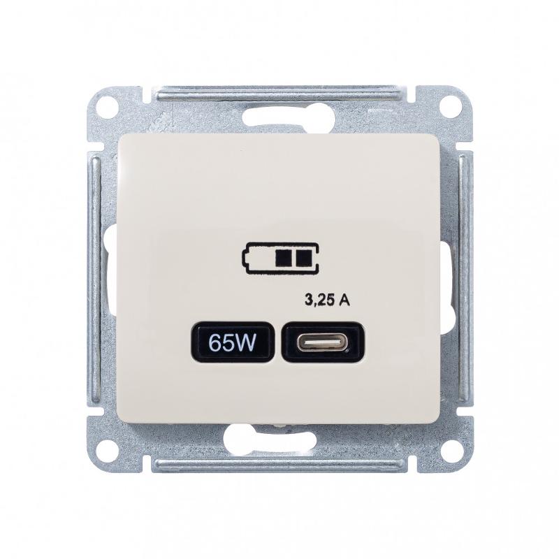 Glossa Бежевыйый USB Розетка тип-C 65W высокоскор.заряд. QC PD | GSL000227 | SE — миниатюра 2