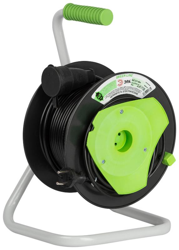 Удлинитель силовой ЭРА GREEN LINE GAZ-2x1-40m Greenline на катушке пластик 1 розетка без заземления 40м ПВС 2x1мм2  | Б0065109 | ЭРА — миниатюра 3