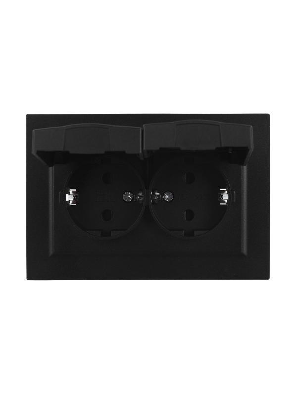 BRITE Розетка 2-ая с крышкой 16А в сб IP44 РСбш12-3-44-БрЧ черный | BR-R26-16-44-K02-F | IEK — миниатюра 10