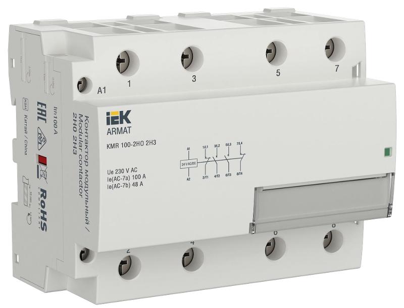 ARMAT Контактор модульный KMR 100А 24В AC/DC 2НО 2НЗ | AR-KMR20-100-22-024 | IEK — фото 1 | Sento
